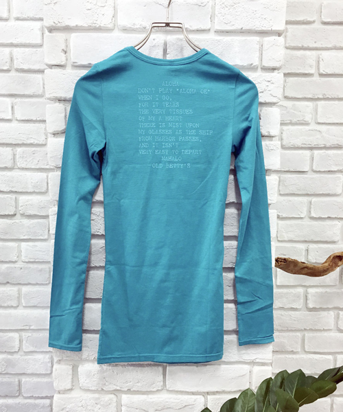 OLD BETTY'S(オールドベティーズ)の「ALOHA Bare Jersey Pocket T-shirts/ベアジャージーポケットTシャツ(Tシャツ/カットソー・レディース・杢グレー/ターコイズブルー/チャコール/ホワイト/ライトグレー/ブラウン/ベビーピンク/ダークブラウン/レッド系その他2/ブラック/ブルーグレー/サックスブルー/ブルーグリーン/グリーン/ロイヤルブルー/パープル/サーモンピンク/レッド/レッド系その他/チェリーピンク・FREE)」の13枚目の写真