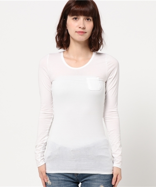 OLD BETTY'S(オールドベティーズ)の「ALOHA Bare Jersey Pocket T-shirts/ベアジャージーポケットTシャツ(Tシャツ/カットソー・レディース・杢グレー/ターコイズブルー/チャコール/ホワイト/ライトグレー/ブラウン/ベビーピンク/ダークブラウン/レッド系その他2/ブラック/ブルーグレー/サックスブルー/ブルーグリーン/グリーン/ロイヤルブルー/パープル/サーモンピンク/レッド/レッド系その他/チェリーピンク・FREE)」の21枚目の写真