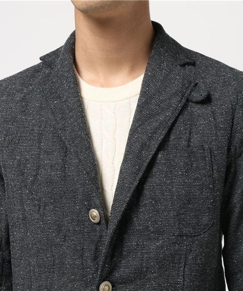 Ahe'hee（アヘヘ）の「Ahe'hee(アヘヘ)   別注ジャズネップ バーズアイ ジャケット（テーラードジャケット・メンズ・グレー/ブラック・MEDIUM/SMALL/LARGE/X-LARGE）」の6枚目の写真