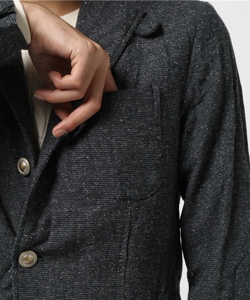 Ahe'hee（アヘヘ）の「Ahe'hee(アヘヘ)   別注ジャズネップ バーズアイ ジャケット（テーラードジャケット・メンズ・グレー/ブラック・MEDIUM/SMALL/LARGE/X-LARGE）」の9枚目の写真