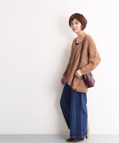 MERLOT（メルロー）の「サイドラインデニムワイドパンツ548-6527（デニムパンツ・レディース・ネイビー/ブルー・FREE）」の9枚目の写真