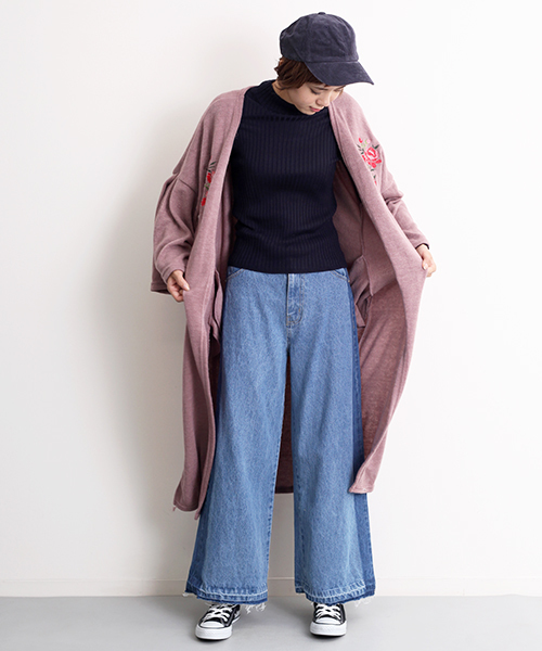 MERLOT（メルロー）の「サイドラインデニムワイドパンツ548-6527（デニムパンツ・レディース・ネイビー/ブルー・FREE）」の17枚目の写真