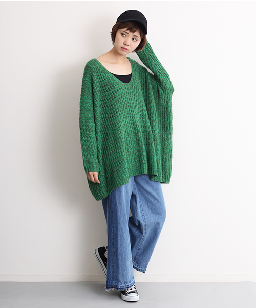 MERLOT（メルロー）の「サイドラインデニムワイドパンツ548-6527（デニムパンツ・レディース・ネイビー/ブルー・FREE）」の19枚目の写真