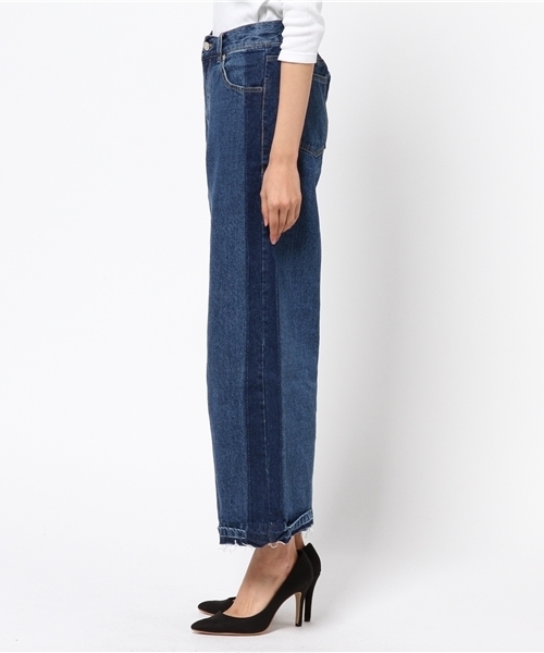 MERLOT（メルロー）の「サイドラインデニムワイドパンツ548-6527（デニムパンツ・レディース・ネイビー/ブルー・FREE）」の4枚目の写真