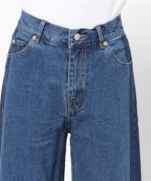 MERLOT（メルロー）の「サイドラインデニムワイドパンツ548-6527（デニムパンツ・レディース・ネイビー/ブルー・FREE）」の6枚目の写真