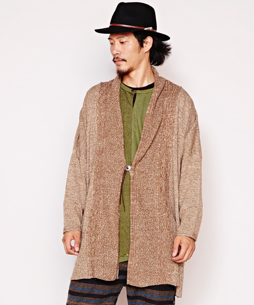 チャイハネ（チャイハネ）の「【チャイハネ】yul ミックスヤーンニットカーディガン（ユニセックス）（カーディガン/ボレロ・メンズ・ブルー/ベージュ/ブラック/カーキ/マスタード/ホワイト・FREE）」の3枚目の写真