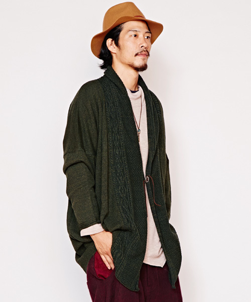 チャイハネ（チャイハネ）の「【チャイハネ】yul ミックスヤーンニットカーディガン（ユニセックス）（カーディガン/ボレロ・メンズ・ブルー/ベージュ/ブラック/カーキ/マスタード/ホワイト・FREE）」の4枚目の写真