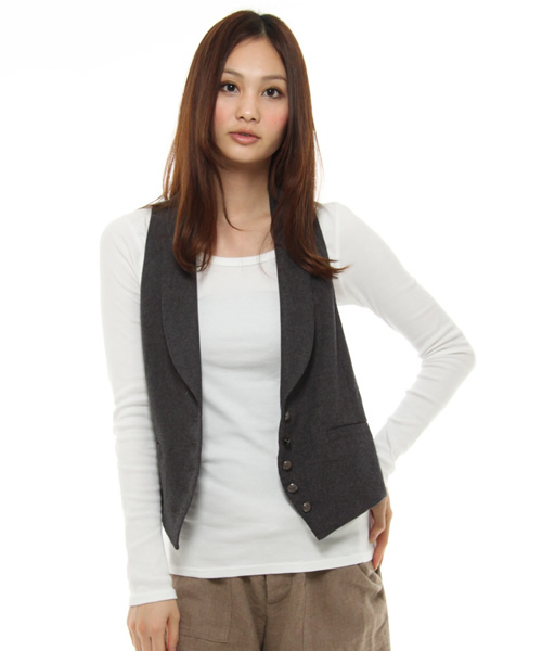 JOURNAL STANDARD（ジャーナルスタンダード）の「FLANNEL SHAWL COLLAR VEST（ベスト・レディース・ブラック/チャコールグレー・FREE）」の5枚目の写真