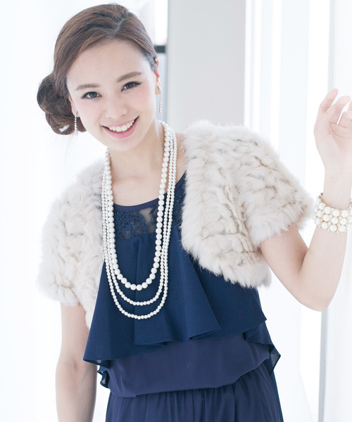 シャギーファーボレロ・ショール結婚式対応（ノーカラージャケット