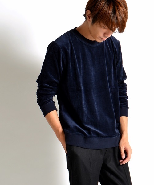 SHIPS JET BLUE（シップスジェットブルー）の「SHIPS JET BLUE: ベロアクルーネックカットソー（Tシャツ/カットソー・メンズ・ダークグレー/ネイビー/ブラック/ブルー・SMALL/MEDIUM/LARGE）」の3枚目の写真