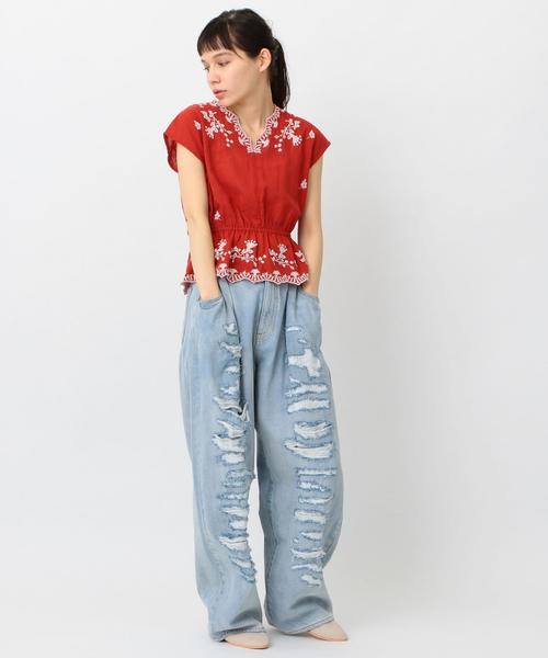 Another Edition(アナザーエディション)の「スラブ刺繍プルオーバー ◆(シャツ/ブラウス・レディース・ホワイト/ライム/レッド・フリー)」の10枚目の写真