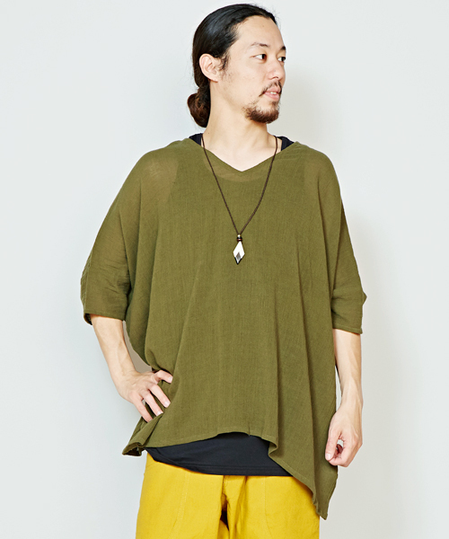 チャイハネ(チャイハネ)の「【チャイハネ】シンプルレイヤードトップス MEN'Sサイズ(その他トップス・メンズ・ネイビー/ベージュ/カーキ/ホワイト/ダークブルー/モカ/グリーン/ブラック/イエロー系その他/オレンジ・FREE)」の5枚目の写真