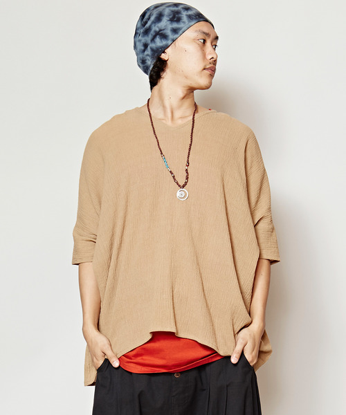 チャイハネ(チャイハネ)の「【チャイハネ】シンプルレイヤードトップス MEN'Sサイズ(その他トップス・メンズ・ネイビー/ベージュ/カーキ/ホワイト/ダークブルー/モカ/グリーン/ブラック/イエロー系その他/オレンジ・FREE)」の3枚目の写真