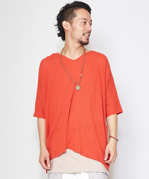 チャイハネ(チャイハネ)の「【チャイハネ】シンプルレイヤードトップス MEN'Sサイズ(その他トップス・メンズ・ネイビー/ベージュ/カーキ/ホワイト/ダークブルー/モカ/グリーン/ブラック/イエロー系その他/オレンジ・FREE)」の10枚目の写真