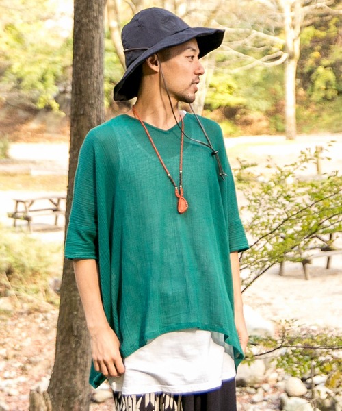 チャイハネ(チャイハネ)の「【チャイハネ】シンプルレイヤードトップス MEN'Sサイズ(その他トップス・メンズ・ネイビー/ベージュ/カーキ/ホワイト/ダークブルー/モカ/グリーン/ブラック/イエロー系その他/オレンジ・FREE)」の6枚目の写真