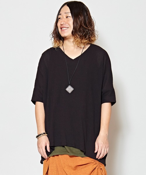 チャイハネ(チャイハネ)の「【チャイハネ】シンプルレイヤードトップス MEN'Sサイズ(その他トップス・メンズ・ネイビー/ベージュ/カーキ/ホワイト/ダークブルー/モカ/グリーン/ブラック/イエロー系その他/オレンジ・FREE)」の1枚目の写真