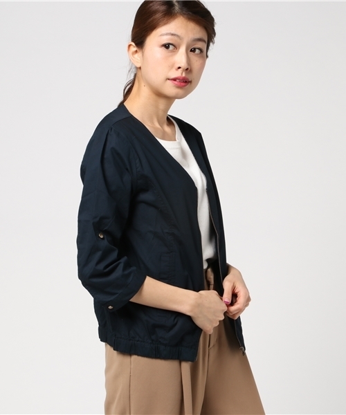 Honeys(ハニーズ)の「Vネックブルゾン(ブルゾン・レディース・ブラック/カーキ/ピンク/ネイビー/ベージュ・L/M)」の4枚目の写真