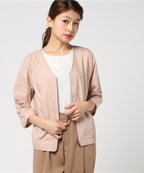 Honeys(ハニーズ)の「Vネックブルゾン(ブルゾン・レディース・ブラック/カーキ/ピンク/ネイビー/ベージュ・L/M)」の5枚目の写真