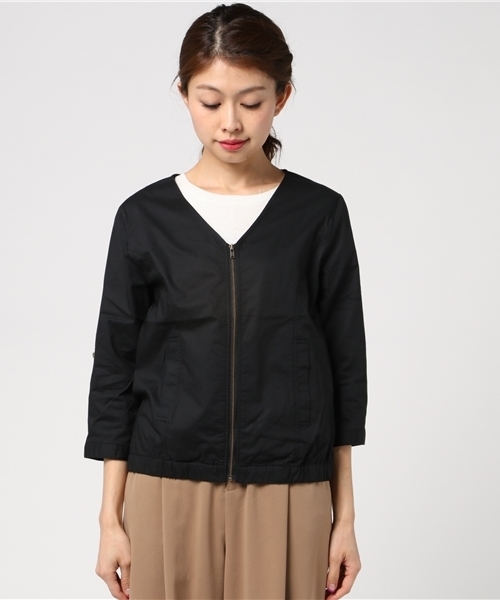 Honeys(ハニーズ)の「Vネックブルゾン(ブルゾン・レディース・ブラック/カーキ/ピンク/ネイビー/ベージュ・L/M)」の6枚目の写真