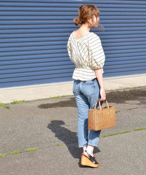 Khaju(カージュ)の「Khaju:2WAYストライプカシュクールブラウス③◇(シャツ/ブラウス・レディース・イエロー/ワイン・ONE SIZE)」の11枚目の写真