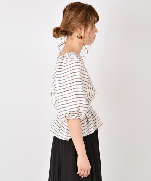 Khaju(カージュ)の「Khaju:2WAYストライプカシュクールブラウス③◇(シャツ/ブラウス・レディース・イエロー/ワイン・ONE SIZE)」の5枚目の写真