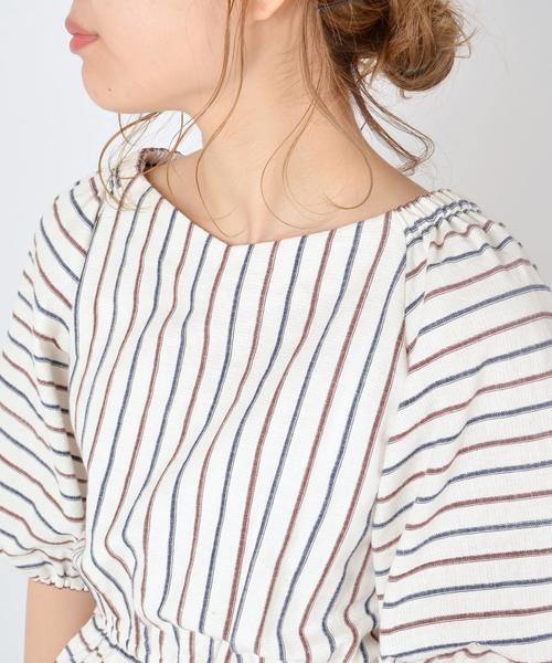 Khaju(カージュ)の「Khaju:2WAYストライプカシュクールブラウス③◇(シャツ/ブラウス・レディース・イエロー/ワイン・ONE SIZE)」の7枚目の写真