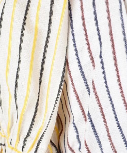 Khaju(カージュ)の「Khaju:2WAYストライプカシュクールブラウス③◇(シャツ/ブラウス・レディース・イエロー/ワイン・ONE SIZE)」の3枚目の写真