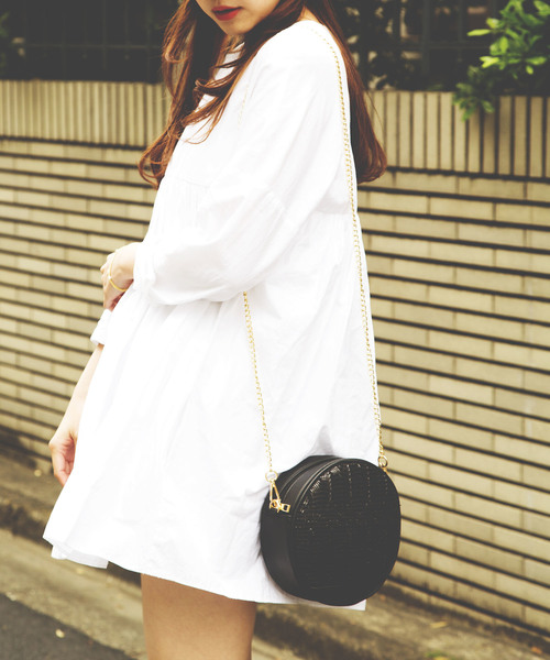 PLAIN CLOTHING（プレーンクロージング）の「ラウンドショルダーバッグ【PLAIN CLOTHING】（ショルダーバッグ・レディース・ブラック/ベージュ・FREE）」の8枚目の写真