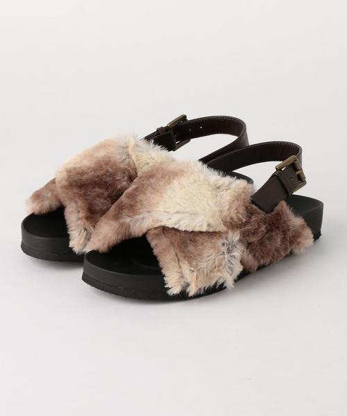 coen（コーエン）の「フェイクファークロスサンダル（サンダル・レディース・グレー/ブラウン・LARGE/MEDIUM/SMALL）」の3枚目の写真