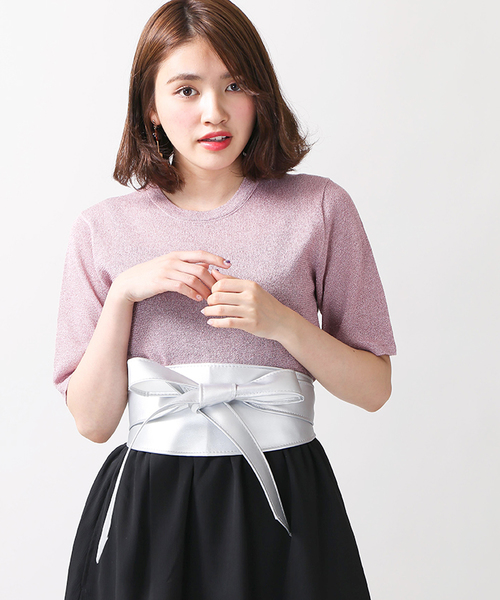 WEGO（ウィゴー）の「WEGO/ラメニットハイネックカットソー（Tシャツ/カットソー・レディース・イエロー/レッド/ピンク/ブラック・FREE）」の3枚目の写真