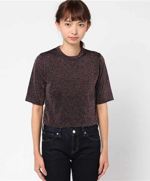 WEGO（ウィゴー）の「WEGO/ラメニットハイネックカットソー（Tシャツ/カットソー・レディース・イエロー/レッド/ピンク/ブラック・FREE）」の5枚目の写真