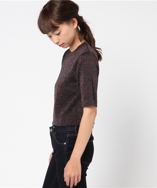 WEGO（ウィゴー）の「WEGO/ラメニットハイネックカットソー（Tシャツ/カットソー・レディース・イエロー/レッド/ピンク/ブラック・FREE）」の6枚目の写真