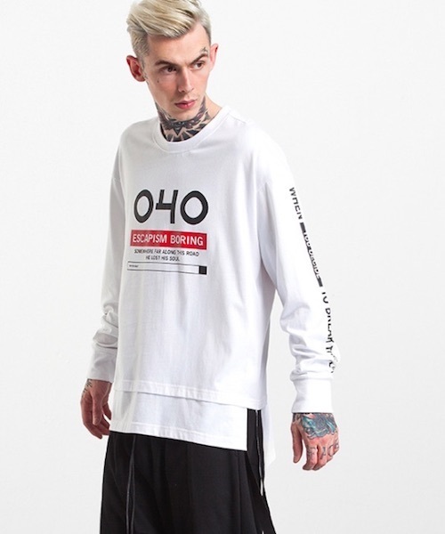 EMMA NOVEMBER (エマノーヴェンバー)の「レイヤードカットソー "EB"(Tシャツ/カットソー・メンズ・ホワイト/ブラック・FREE)」の1枚目の写真