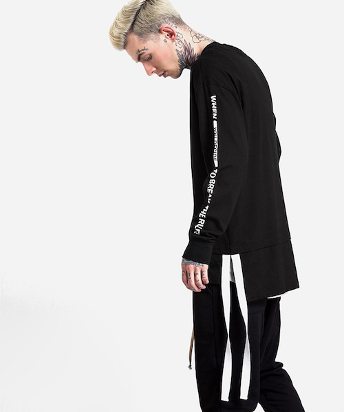 EMMA NOVEMBER (エマノーヴェンバー)の「レイヤードカットソー "EB"(Tシャツ/カットソー・メンズ・ホワイト/ブラック・FREE)」の6枚目の写真