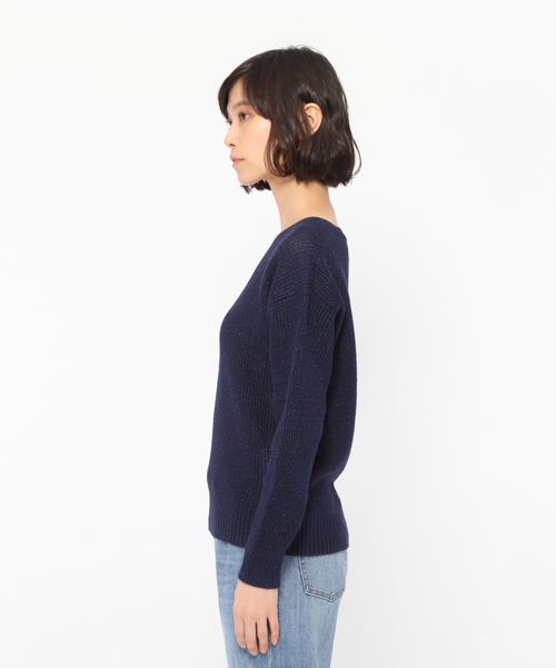 LAKOLE(ラコレ)の「シャイニーヤーンVネックニット / LAKOLE(ニット/セーター・レディース・ホワイト/ネイビー/ライトブルー・SMALL/MEDIUM)」の4枚目の写真