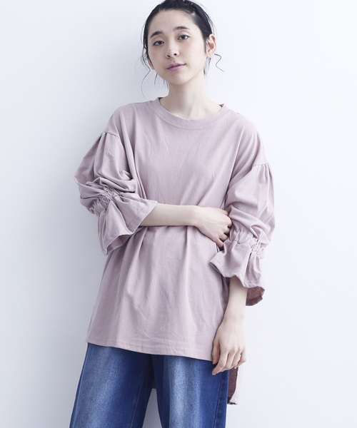 MERLOT（メルロー）の「キャンディスリーブカットソー6548（Tシャツ/カットソー・レディース・グレー/ピンク/ブラック/ホワイト・FREE）」の4枚目の写真