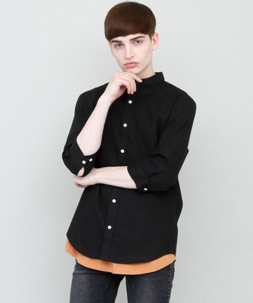 EMMA CLOTHES（エマクローズ）の「バンドカラーリネンシャツ Band collar Linen shirt 3/4 sleeve（シャツ/ブラウス・メンズ・ホワイト/ブラック/ベージュ/ネイビー/カーキ/サックスブルー/アクア・L/M）」の21枚目の写真