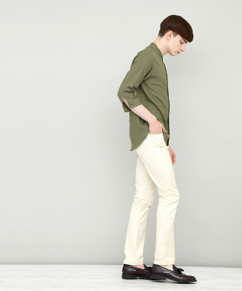 EMMA CLOTHES（エマクローズ）の「バンドカラーリネンシャツ Band collar Linen shirt 3/4 sleeve（シャツ/ブラウス・メンズ・ホワイト/ブラック/ベージュ/ネイビー/カーキ/サックスブルー/アクア・L/M）」の19枚目の写真