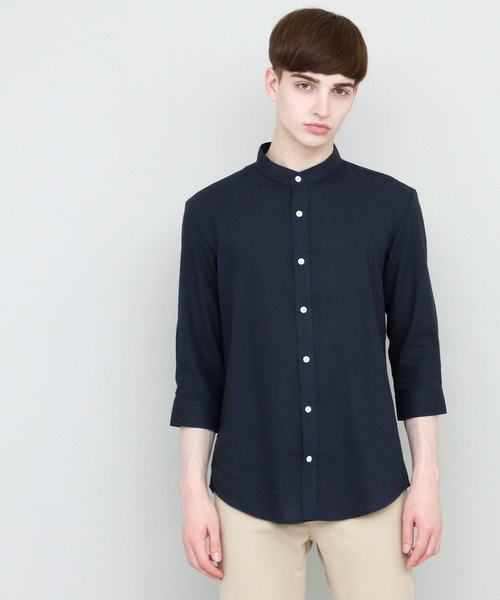 EMMA CLOTHES（エマクローズ）の「バンドカラーリネンシャツ Band collar Linen shirt 3/4 sleeve（シャツ/ブラウス・メンズ・ホワイト/ブラック/ベージュ/ネイビー/カーキ/サックスブルー/アクア・L/M）」の17枚目の写真