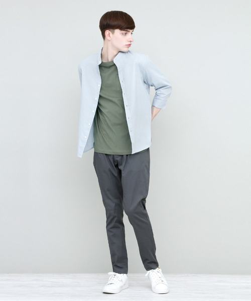 EMMA CLOTHES（エマクローズ）の「バンドカラーリネンシャツ Band collar Linen shirt 3/4 sleeve（シャツ/ブラウス・メンズ・ホワイト/ブラック/ベージュ/ネイビー/カーキ/サックスブルー/アクア・L/M）」の9枚目の写真