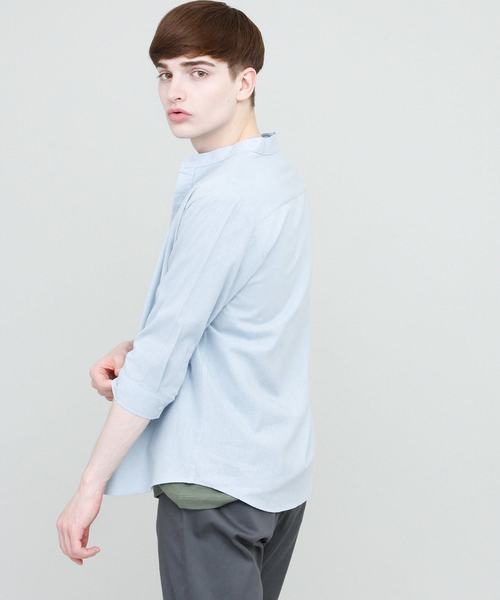 EMMA CLOTHES（エマクローズ）の「バンドカラーリネンシャツ Band collar Linen shirt 3/4 sleeve（シャツ/ブラウス・メンズ・ホワイト/ブラック/ベージュ/ネイビー/カーキ/サックスブルー/アクア・L/M）」の22枚目の写真