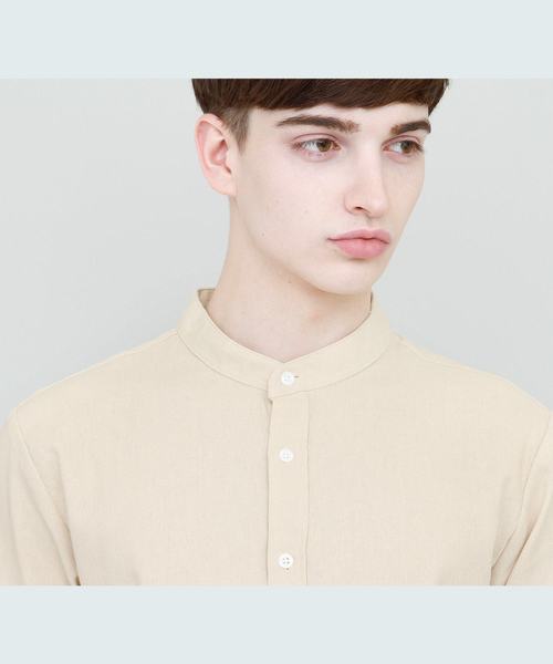 EMMA CLOTHES（エマクローズ）の「バンドカラーリネンシャツ Band collar Linen shirt 3/4 sleeve（シャツ/ブラウス・メンズ・ホワイト/ブラック/ベージュ/ネイビー/カーキ/サックスブルー/アクア・L/M）」の12枚目の写真