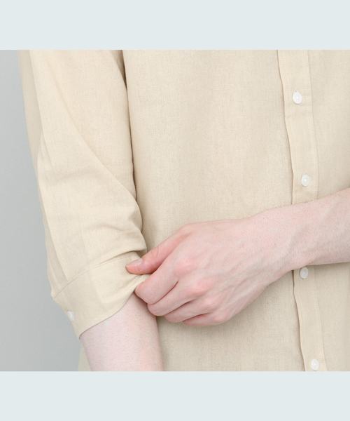 EMMA CLOTHES（エマクローズ）の「バンドカラーリネンシャツ Band collar Linen shirt 3/4 sleeve（シャツ/ブラウス・メンズ・ホワイト/ブラック/ベージュ/ネイビー/カーキ/サックスブルー/アクア・L/M）」の20枚目の写真