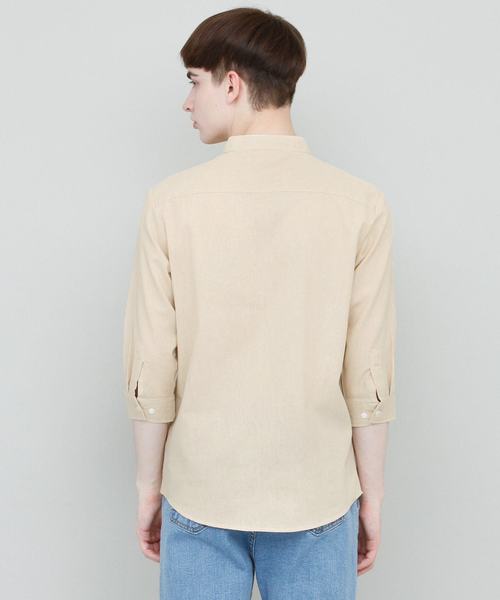 EMMA CLOTHES（エマクローズ）の「バンドカラーリネンシャツ Band collar Linen shirt 3/4 sleeve（シャツ/ブラウス・メンズ・ホワイト/ブラック/ベージュ/ネイビー/カーキ/サックスブルー/アクア・L/M）」の15枚目の写真