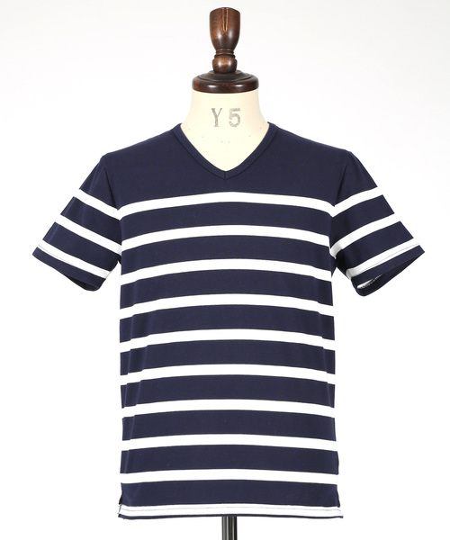 Rocky Monroe(ロッキーモンロー)の「Border V-Neck Cut&Sewn(Tシャツ/カットソー・メンズ・ブラック/ネイビー/ブルー/ホワイト×ブラック/ホワイト×ネイビー/ホワイト×ブルー・L/M)」の19枚目の写真