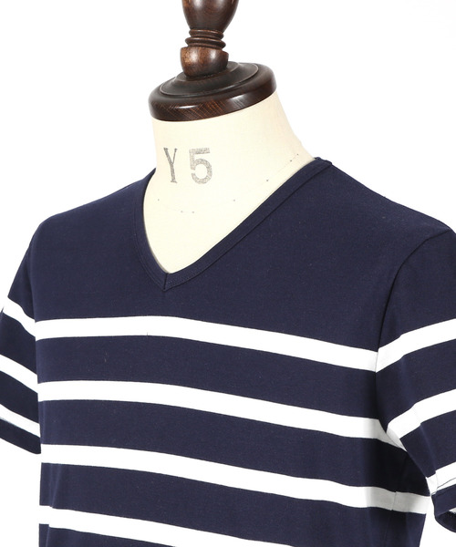Rocky Monroe(ロッキーモンロー)の「Border V-Neck Cut&Sewn(Tシャツ/カットソー・メンズ・ブラック/ネイビー/ブルー/ホワイト×ブラック/ホワイト×ネイビー/ホワイト×ブルー・L/M)」の21枚目の写真