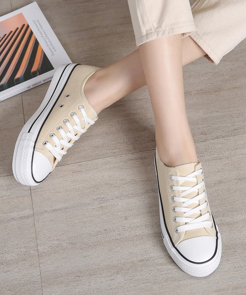 Shoes in Closet(シューズインクローゼット)の「厚底 約3.0cm レースアップ キャンバス スニーカー 3477(スニーカー・レディース・ブラック/レッド/アイボリー/ライトグレー/レオパード/バーガンディー/カーキ/パイソン/ブラウン系その他/ピンク/マスタード/グリーン/ベージュ/ピンク系その他5/ホワイト系その他5/シルバー系その他5/ブラック系その他5/ブラック系その他6/イエロー系その他6/ブラック系その他/ダークブラウン/ブラック系その他2/ライトグリーン/ライトグレー系1・LL/S/M/L/XXL/4L/3L)」の12枚目の写真