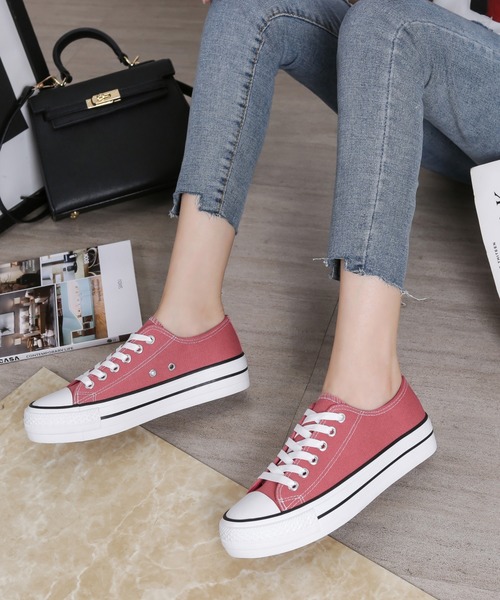 Shoes in Closet(シューズインクローゼット)の「厚底 約3.0cm レースアップ キャンバス スニーカー 3477(スニーカー・レディース・ブラック/レッド/アイボリー/ライトグレー/レオパード/バーガンディー/カーキ/パイソン/ブラウン系その他/ピンク/マスタード/グリーン/ベージュ/ピンク系その他5/ホワイト系その他5/シルバー系その他5/ブラック系その他5/ブラック系その他6/イエロー系その他6/ブラック系その他/ダークブラウン/ブラック系その他2/ライトグリーン/ライトグレー系1・LL/S/M/L/XXL/4L/3L)」の18枚目の写真