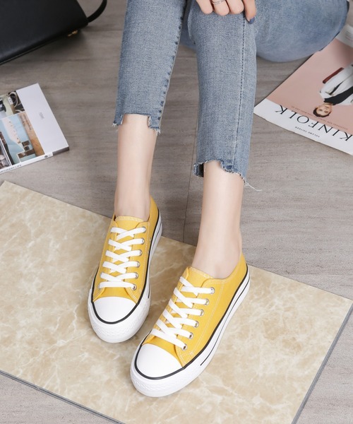 Shoes in Closet(シューズインクローゼット)の「厚底 約3.0cm レースアップ キャンバス スニーカー 3477(スニーカー・レディース・ブラック/レッド/アイボリー/ライトグレー/レオパード/バーガンディー/カーキ/パイソン/ブラウン系その他/ピンク/マスタード/グリーン/ベージュ/ピンク系その他5/ホワイト系その他5/シルバー系その他5/ブラック系その他5/ブラック系その他6/イエロー系その他6/ブラック系その他/ダークブラウン/ブラック系その他2/ライトグリーン/ライトグレー系1・LL/S/M/L/XXL/4L/3L)」の16枚目の写真