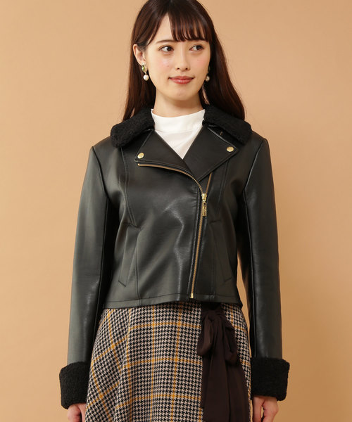 JILL by JILL STUART（ジルバイジルスチュアート）の「◆プレイフルレザーライダースブルゾン（ライダースジャケット・レディース・ブラック/ブラウン・SMALL/MEDIUM）」の4枚目の写真